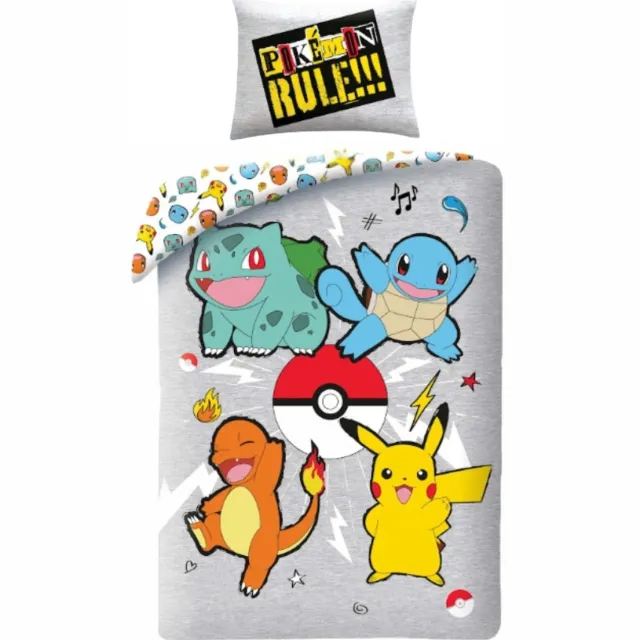 Pokémon Dekbedovertrek - Eenpersoons - 140 x 200 cm - Polyester - Grijs