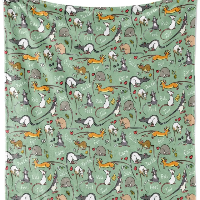 New Bed Dieren Cartoon Grappige Wezens Zachte Flanellen Fleece Deken, 152 cm x 127 cm Amandelgroen Multicolor