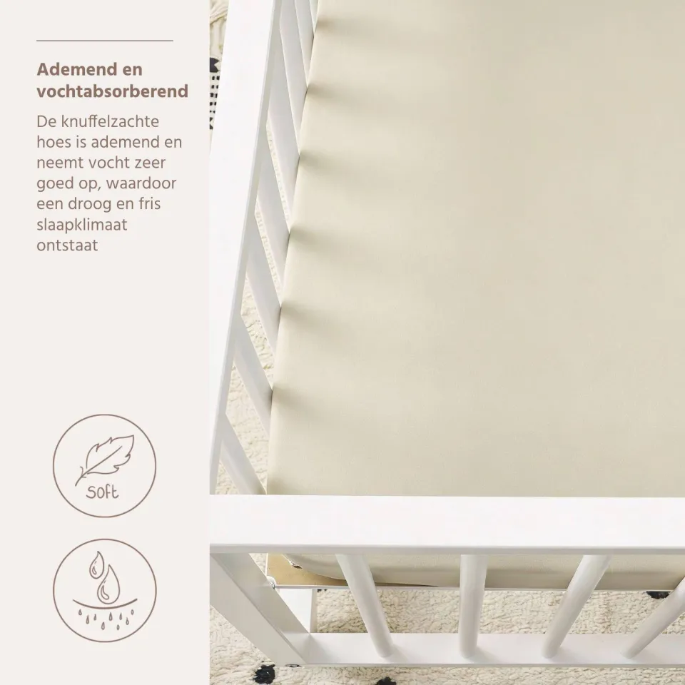 Meyco uni hoeslaken boxmatras - soft sand - 75x95cm, foto 2