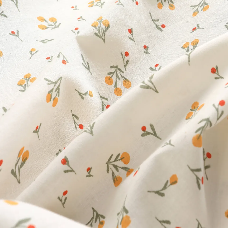 NOUS Kids dekbedovertrek ledikant oranje met bloemenprint, foto 7