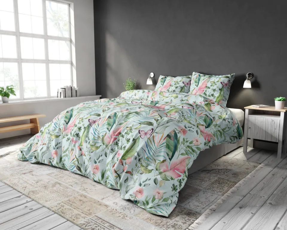 Sleeptime polyester-katoenen dekbedovertrek 2 persoons (200x220 cm) groen, foto 3