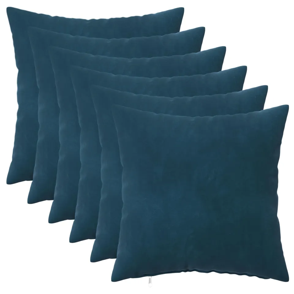 vidaXL Kussensloop 6 st HEERLEN Blauw 40 x 40 cm fluweel, foto 3
