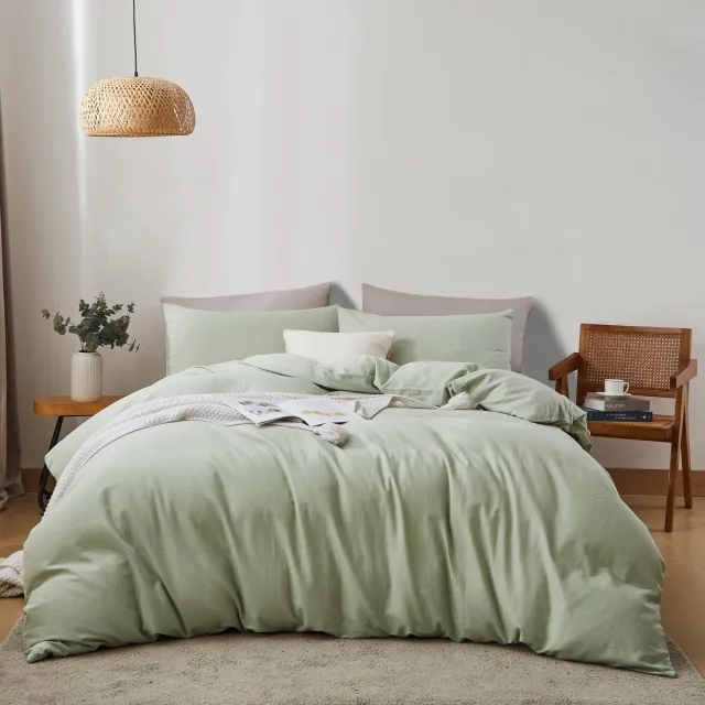 JGS Luxueus Dubbel Mousseline Beddengoedset 200 x 220, Katoen Linnen, Oeko-Tex Gecertificeerd in Dropgroen Kleur met Ritssluiting