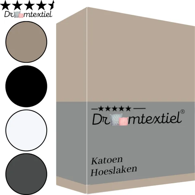 Droomtextiel Luxe Hoeslaken Glad Katoen Zand Tweepersoons 140x200 cm - Hoogwaardige Kwaliteit - 100% Katoen