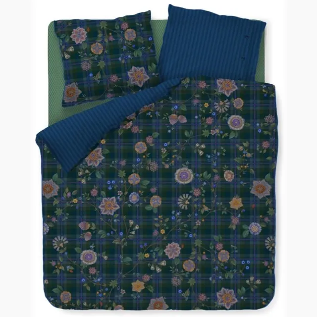 Pip Studio Flores Felices Dekbedovertrek - Eenpersoons - 140x200/220 cm - Donkerblauw
