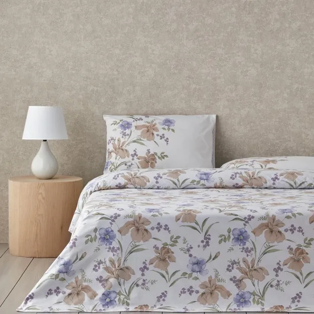 English Home Rustic Blossom - Dekbedovertrekset - Eenpersoons - Incl. hoeslaken 100x200 - 1 kussensloop - 160 x 220 cm - Kleurrijk/Lila