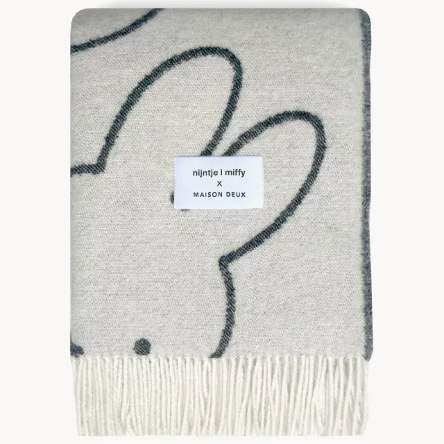 Maison Deux Wollen plaid Miffy Zwart, Wit