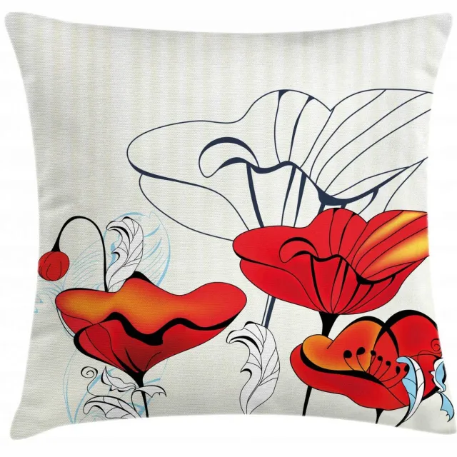 ABAKUHAUS Kussenhoes – Mohn-design, 40x40 cm, rits, dubbelzijdig Rood