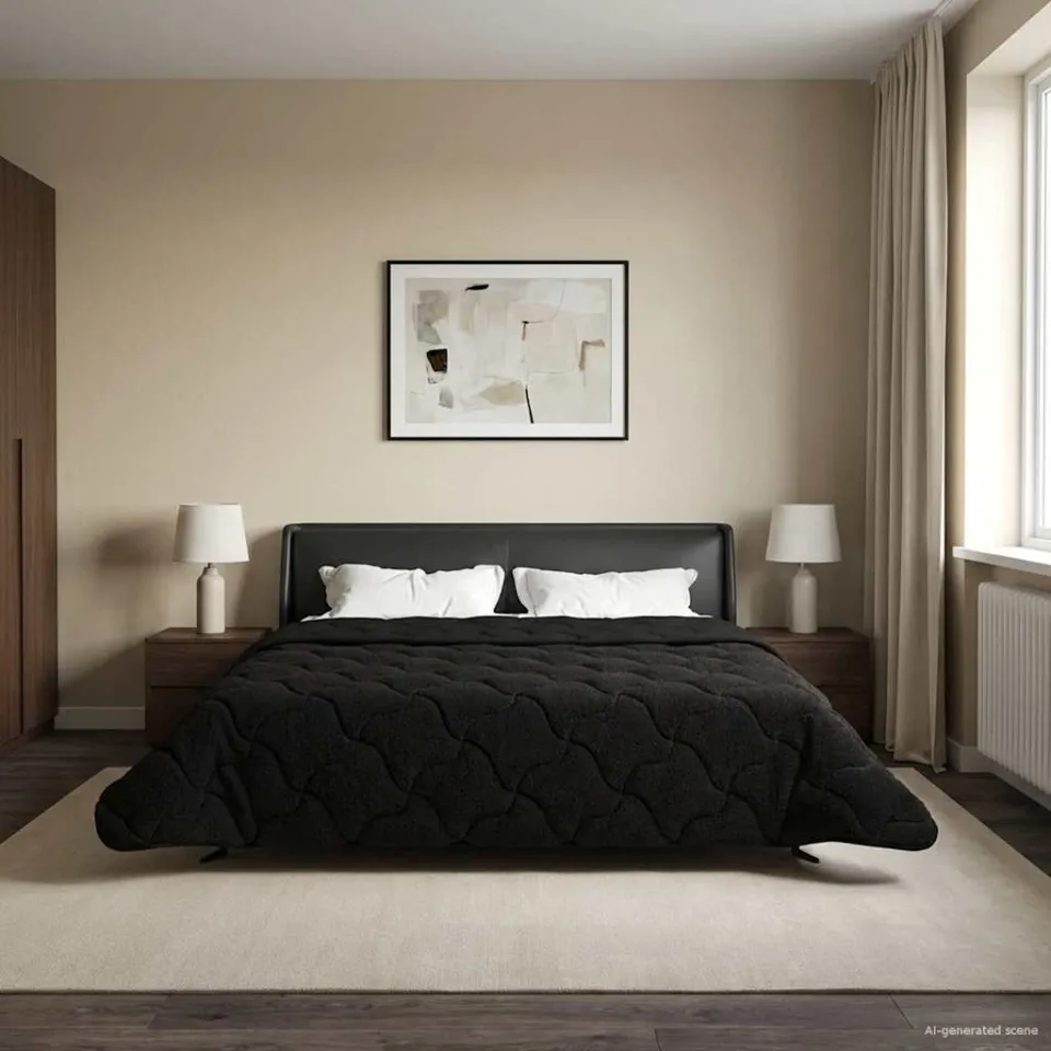 vidaXL Zomer Dekbed 200 x 220 cm Zomer Zwart Ademend, foto 4