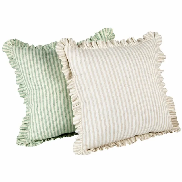 Loberon Kussenhoes set van 2 Brenda groen/beige