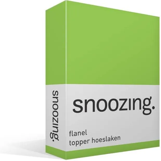 Snoozing Flanel - Hoeslaken - Topper - Eenpersoons - 80/90x200 cm - Lime