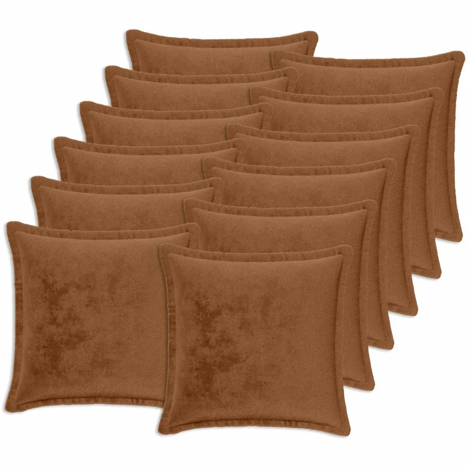 vidaXL Kussensloop 12 st HOUTEN Licht Bruin 40 x 40 cm Flanel, foto 3