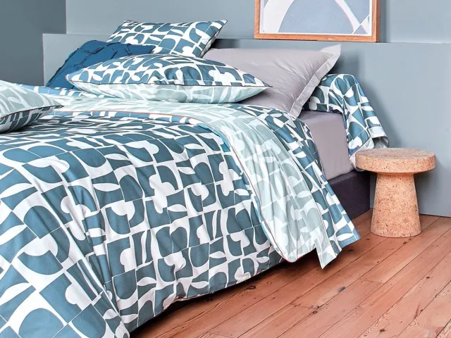 Blanc des Vosges dekbedovertrek Craft Blue Paon 260x240 cm blauw