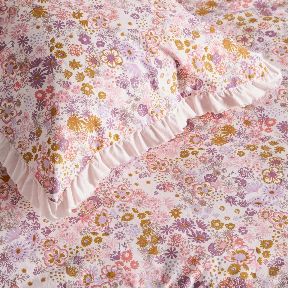 NOUS Living katoenen gebloemd 2-persoons dekbedovertrek 200x220 cm - roze, foto 6
