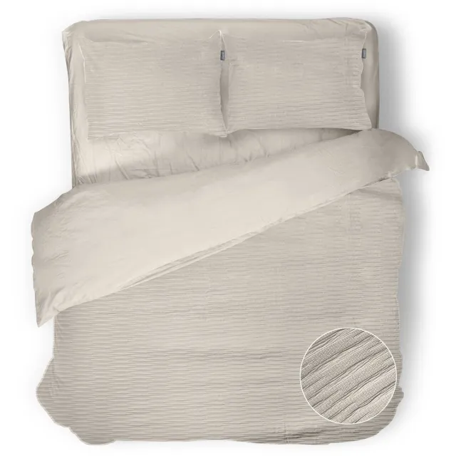 Eleganzzz Dekbedovertrek Serenity Flow - Sandy Beige - Dekbedovertrek 200x200/220cm - Micropercal -Tweepersoons - Dekbedovertrekken - Effen Dekbedovertrek Serenity Flow Sandy Beige