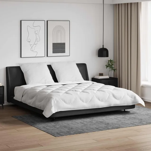 vidaXL Dekbed met Kussens met kussen 3 st Wit Microvezel