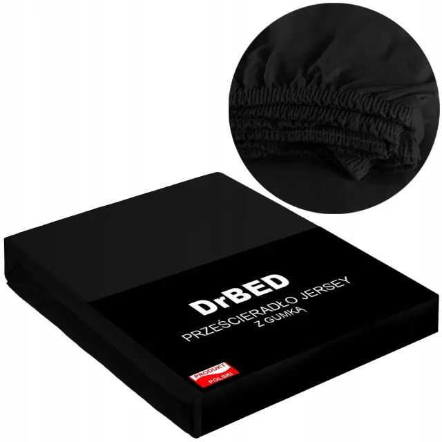 DrBED Jersey Hoeslaken - 140x200 - Ademend - Zwart - Gemaakt in Polen