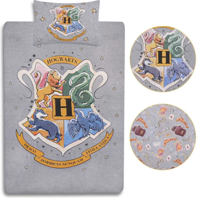 Harry Potter Grijze beddengoedset 135x200cm Hogwarts Harry Potter, OEKO-TEX gecertificeerd