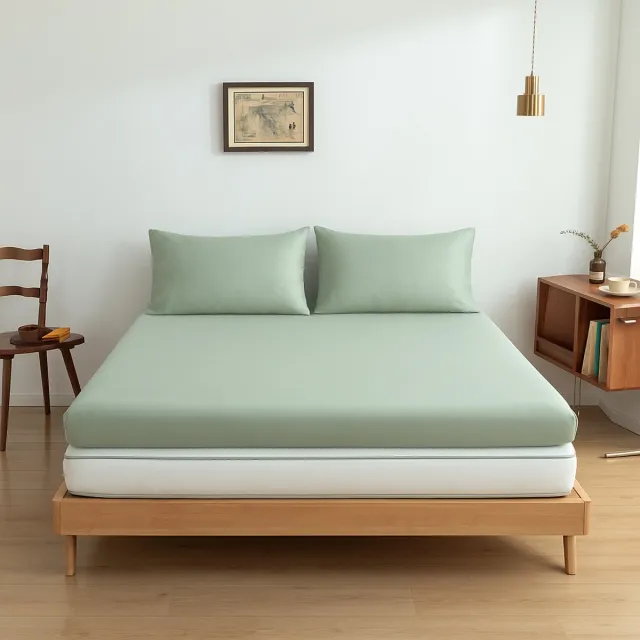 Boomba Bamboo Bamboe hoeslaken Sage Green lichtgroen 160x220/210 cm – Topdekmatras hoeslaken, zacht, ademend & hypoallergeen | Boomba Bamboo®
