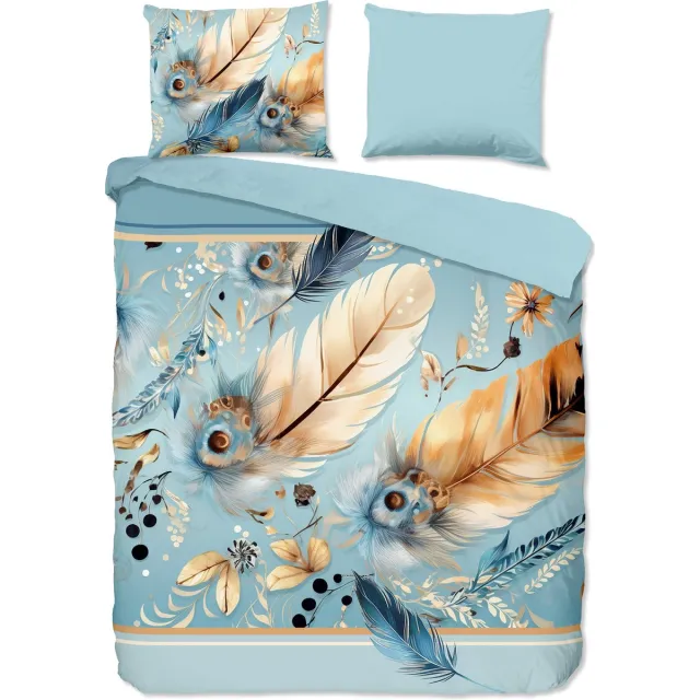 Pure dekbedovertrek veren/ oosters - Lits jumeaux 240x200/220 cm - Aqua - Microvezel