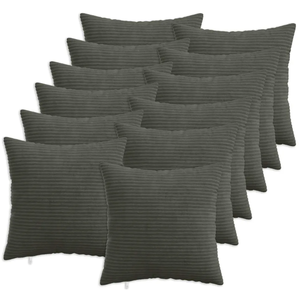 vidaXL Kussensloop 12 st HEERLEN Antracietkleurig 40 x 40 cm corduroy, foto 3