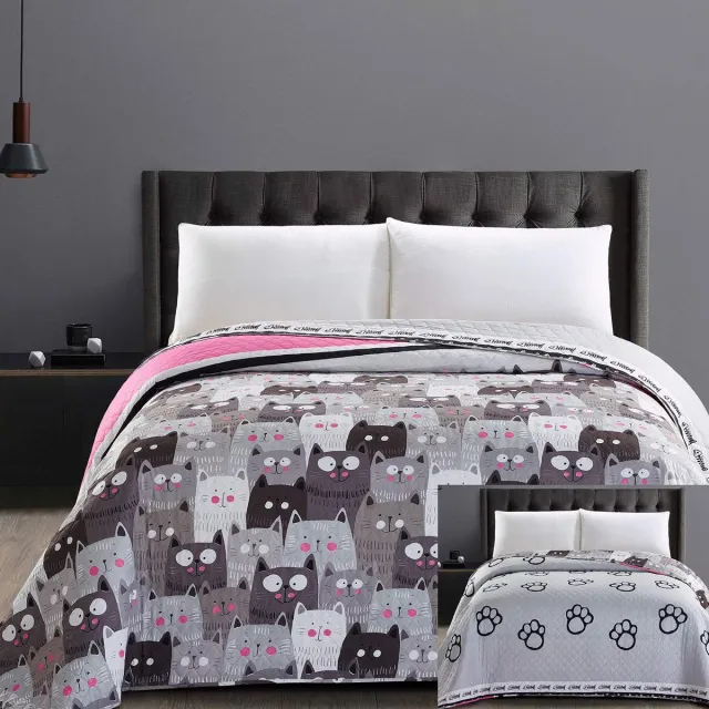 Unyqoos Stijlvolle tweezijdige microvezel sprei voor een charmante slaapkamer grijs