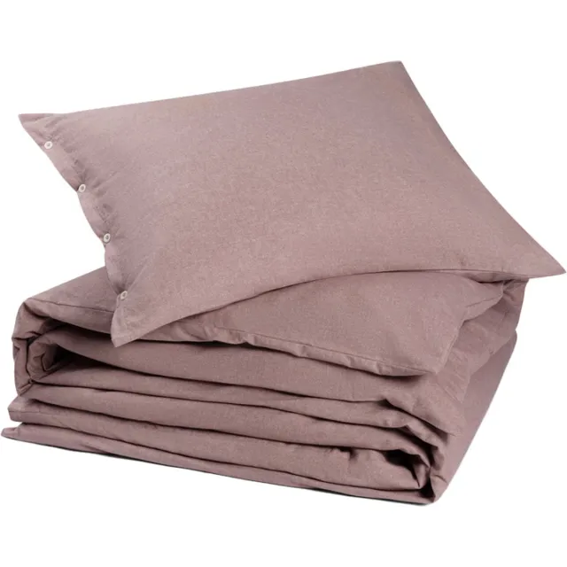 Yumeko dekbedovertrek flanel mauve chambray 140x220 + 1/60x70 - Biologisch & ecologisch