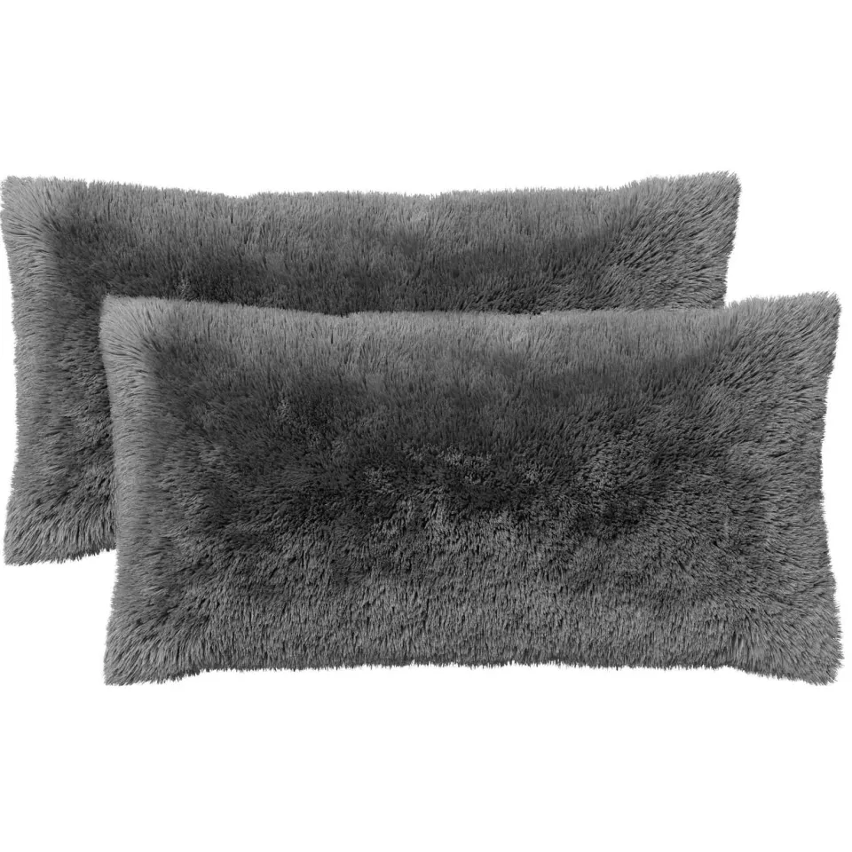 vidaXL Kussensloop 2 st HEERLEN Lichtgrijs 40 x 80 cm PV Fleece, foto 3