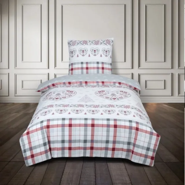 Better Nights Luxe Katoen Flanel dekbedovertrek Dolomitas rood grijs wit