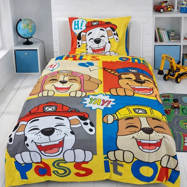 PAW Patrol Dekbedovertrek 140x200 cm - Pass it on Chase Marshall en Skye - nickelodeon Blauw
