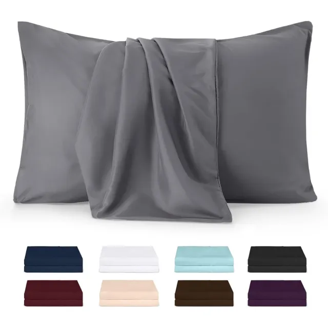 Famanu Kussenslopen Set van 2 - 50 x 75 cm - 100% polyester - zacht geborsteld microvezel - krimp- en vervagingsbestendig - grijs - comfortabel voor dagelijks gebruik