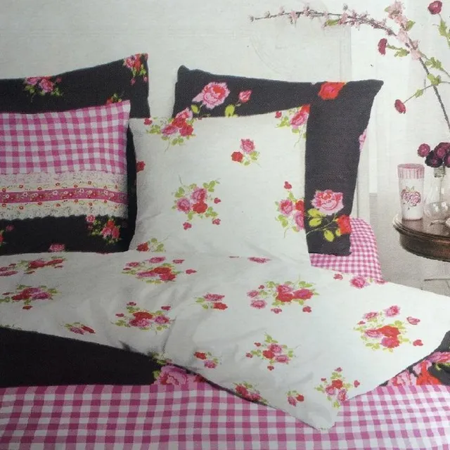 Refined Bedpakket Flower - Katoen - Eenpersoons - 140x200/220 cm - Zwart