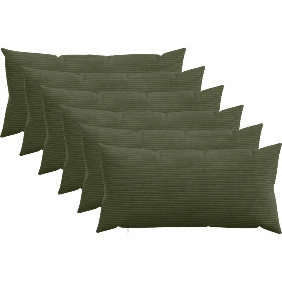 vidaXL Kussensloop 6 st HEERLEN Groen 40 x 80 cm corduroy, foto 3