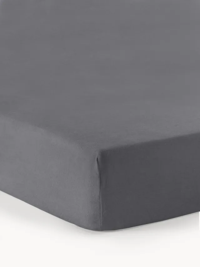 Westwing Collection Topper hoeslaken Biba, flanel Grijs