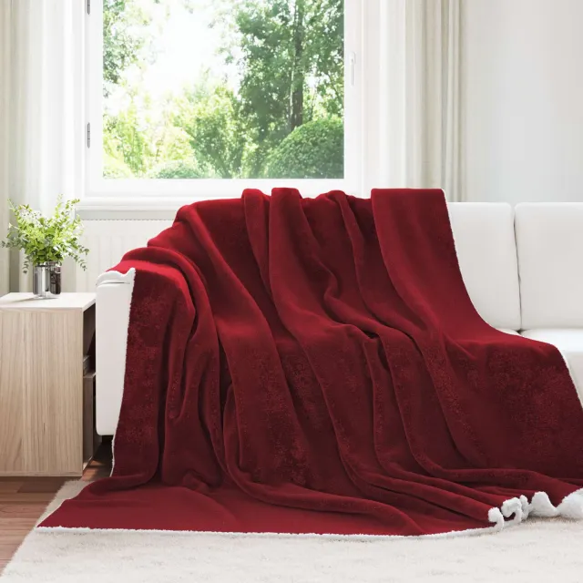 vidaXL plaid Bordeaux Rood 240 x 220 cm 2,67 kg Fleece, foto 2