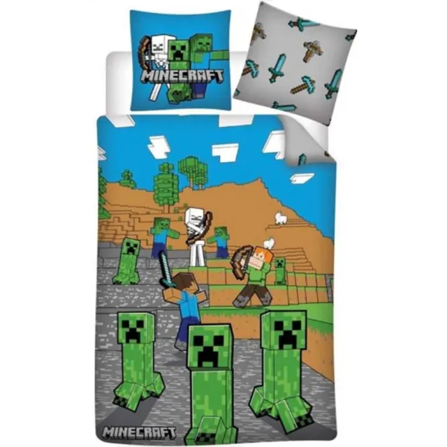 Minecraft Dekbedovertrek fight 140 x 200 cm - 63 x 63 cm - Polyester Multi Colour