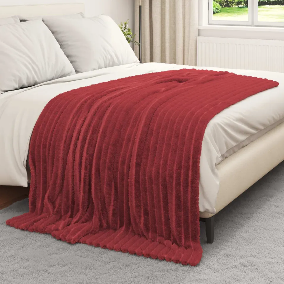 vidaXL plaid Bordeaux Rood 200 x 150 cm 0,8 kg Fleece, foto 3