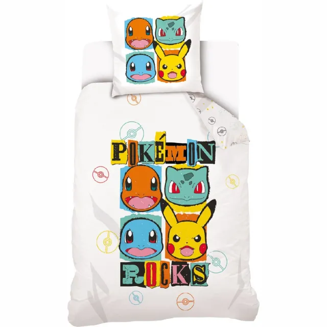 Pokémon Dekbedovertrek, Rocks - Eenpersoons - 140 x 200 cm - Katoen Multi kleuren