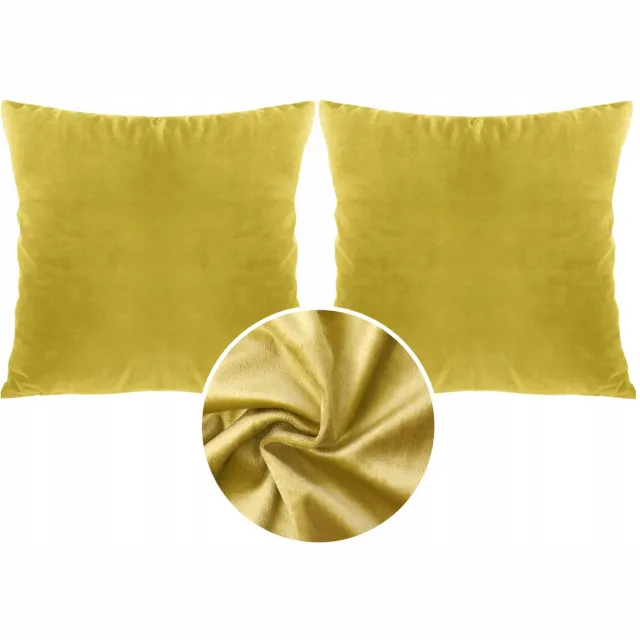 PeeN Dekoracje 2x Kussenhoes 40x40 cm, Mosterdgeel velours, Decoratief