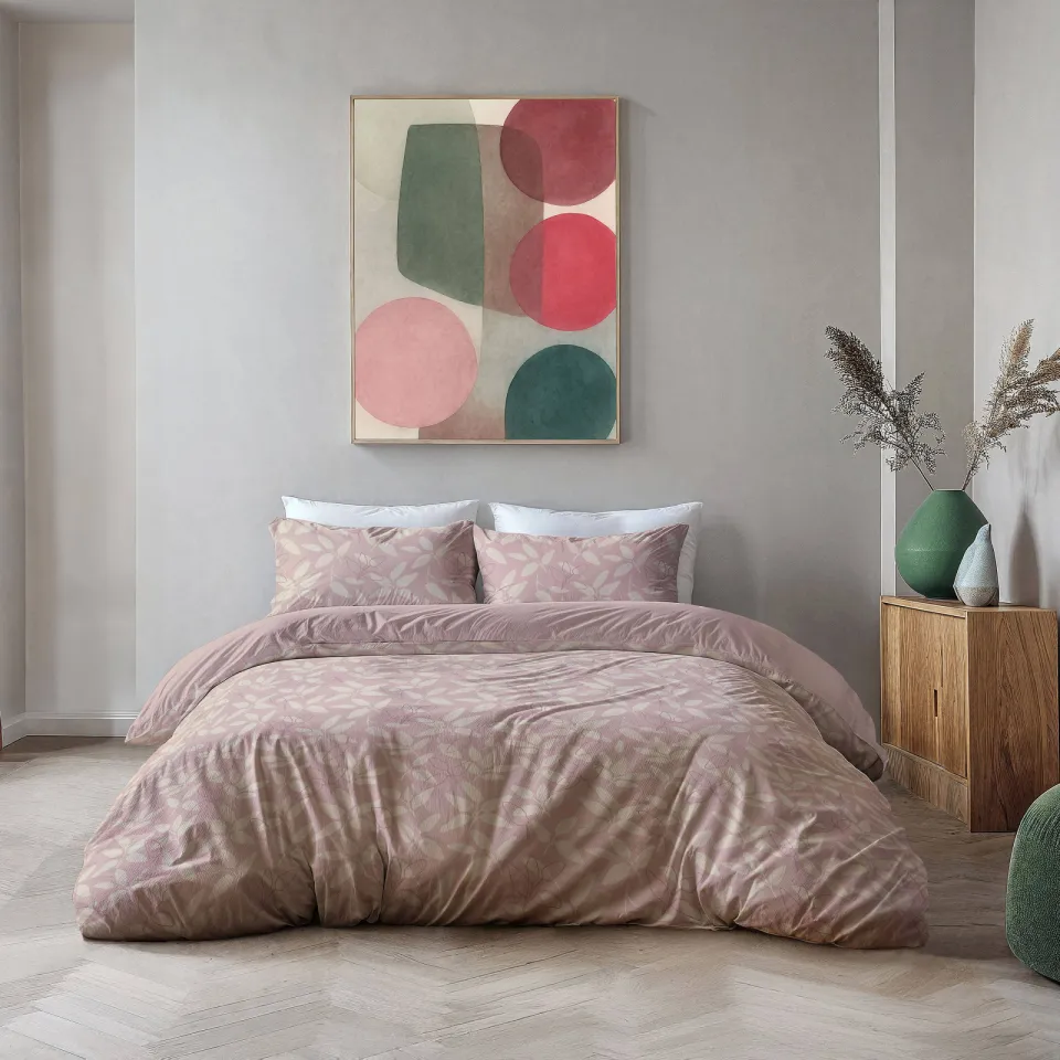 BYRKLUND polyester dekbedovertrek 2-persoons (200x220 cm) roze, foto 2