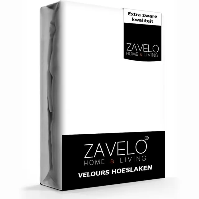 Zavelo Hoeslaken Velours Wit - 1-persoons 80/90x200/220 cm - Fluweel Zacht - 30 cm Hoekhoogte - Rondom Elastiek - Velvet