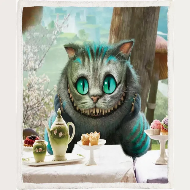 The Coloured House Fleece Deken Cheshire Cat Tea Time – 150 x 200 cm – Sherpa – Coloured House multicolor