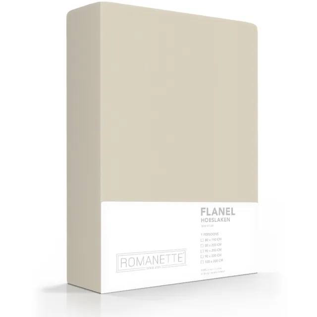 Romanette luxe flanellen hoeslaken - zand - lits-jumeaux extra lang (160x220 cm)