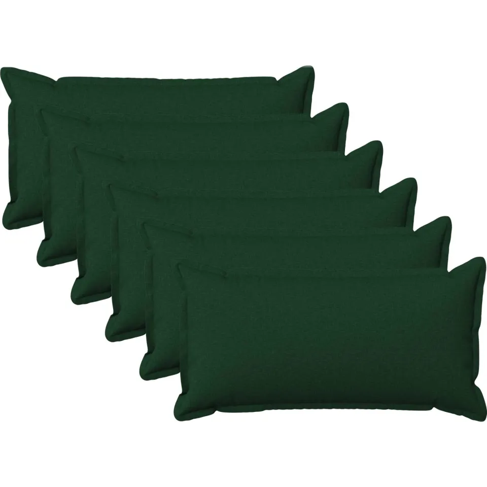 vidaXL Kussensloop 6 st HOUTEN Donkergroen 40 x 70 cm Faux Linnen groen, foto 3
