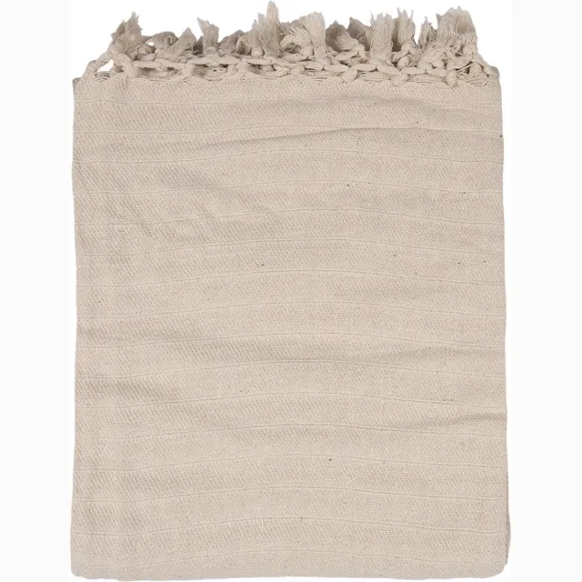 Clayre & Eef Plaid 125x150 cm Beige Katoen Strepen