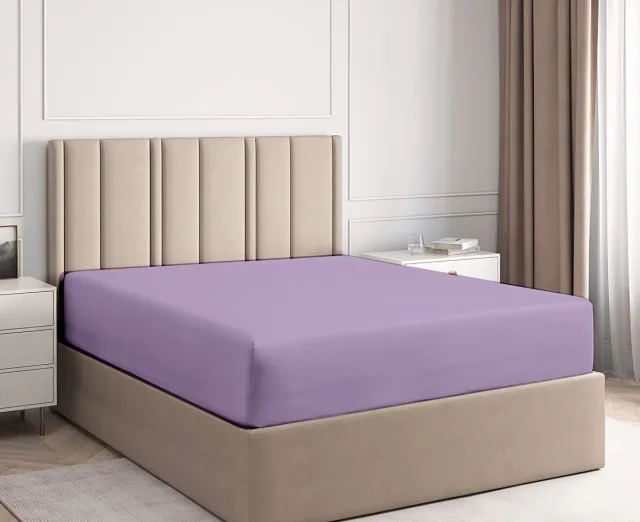 Ephemeris hoeslaken tweepersoons zacht katoen met elastiek rondom 160x200+30 cm Jersey Lila