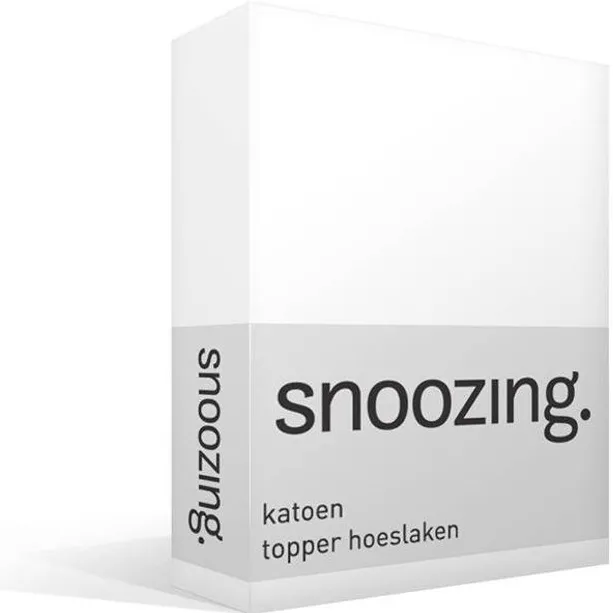 Snoozing Katoen - Topper - Hoeslaken - Eenpersoons - 80x200 cm - Wit