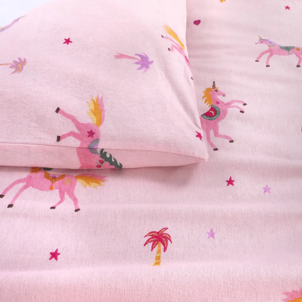 NOUS Kids flanellen dekbedovertrek ledikant unicorn roze, foto 7