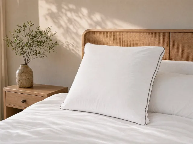 Vente-unique Hoofdkussen met donsgevoel in katoenperkal 91 draden/cm² - 65 x 65 cm - 700 g - Wit - AUXENCE