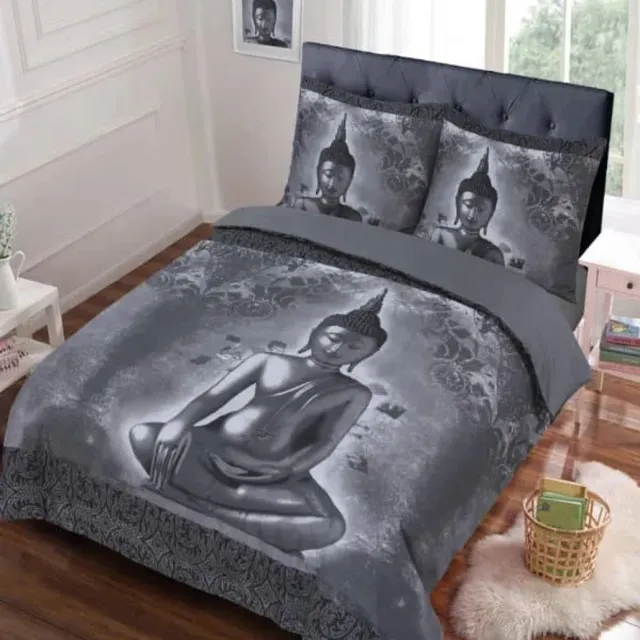 Husch Dekbedovertrek Buddha Grijs 2-Persoons - 200x200/220 cm